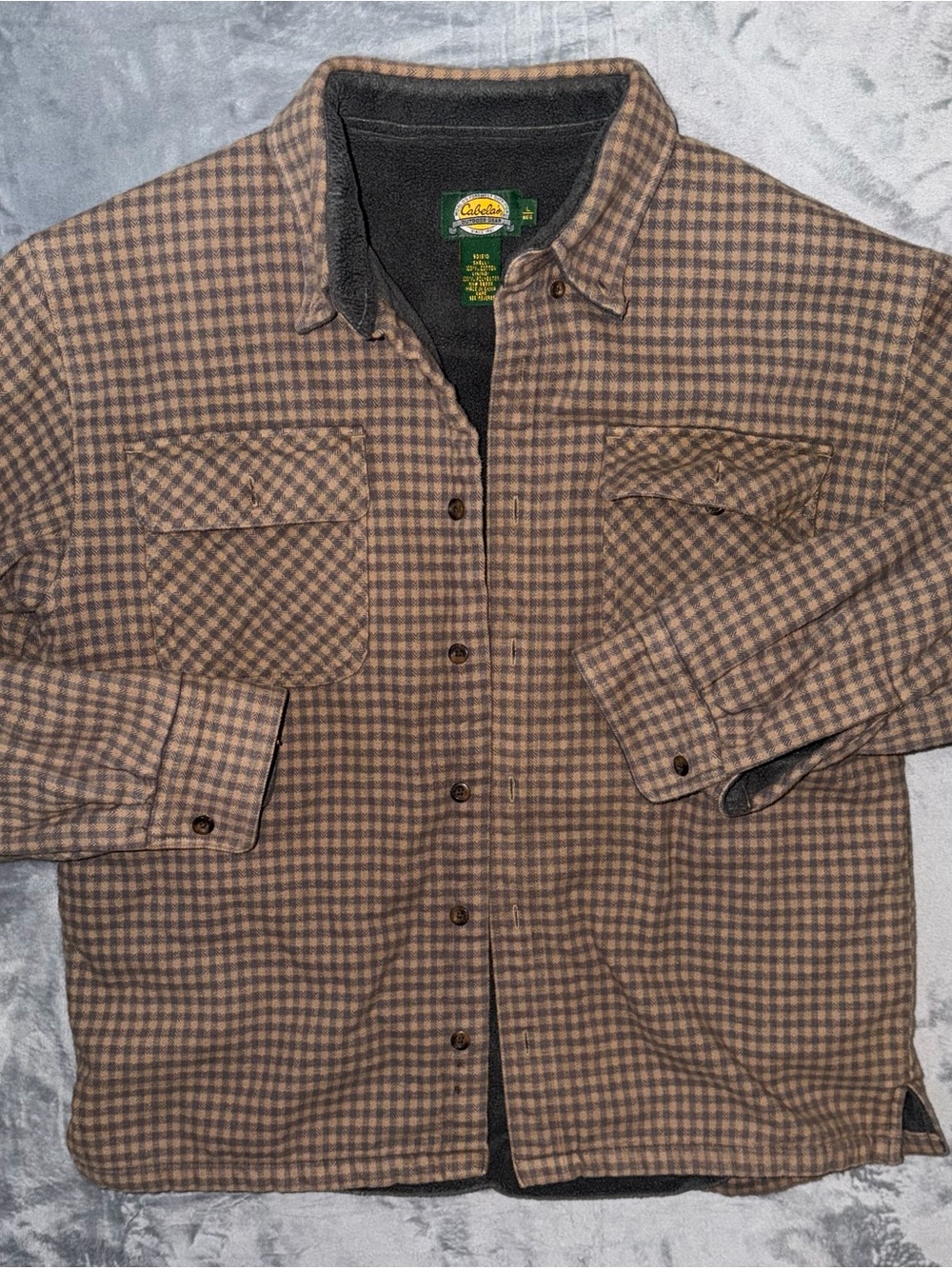 Cabelas Shirt jacket Men Medium Button Up  Flannel Fleece Lined Jacket Large